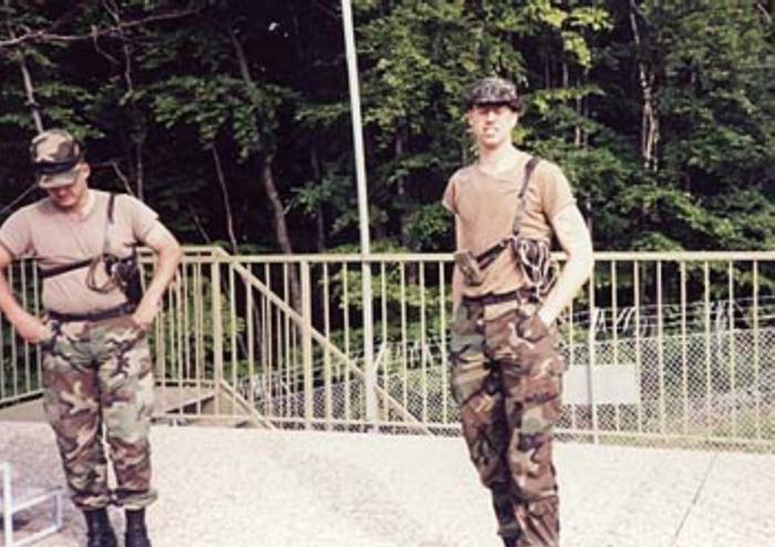 apr0203_TS2.jpg - Todd Stach - E Troop - Border / Tennessee - 1986 - J Nichols and Hyder on the observation deck of OP.