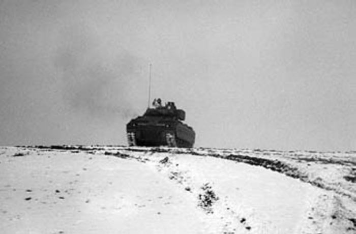 apr1303_TS43.jpg - Todd Stach - E Troop - FTX - 1986 - Scouts out!! M3 on prowl during maneuver training in German countryside.